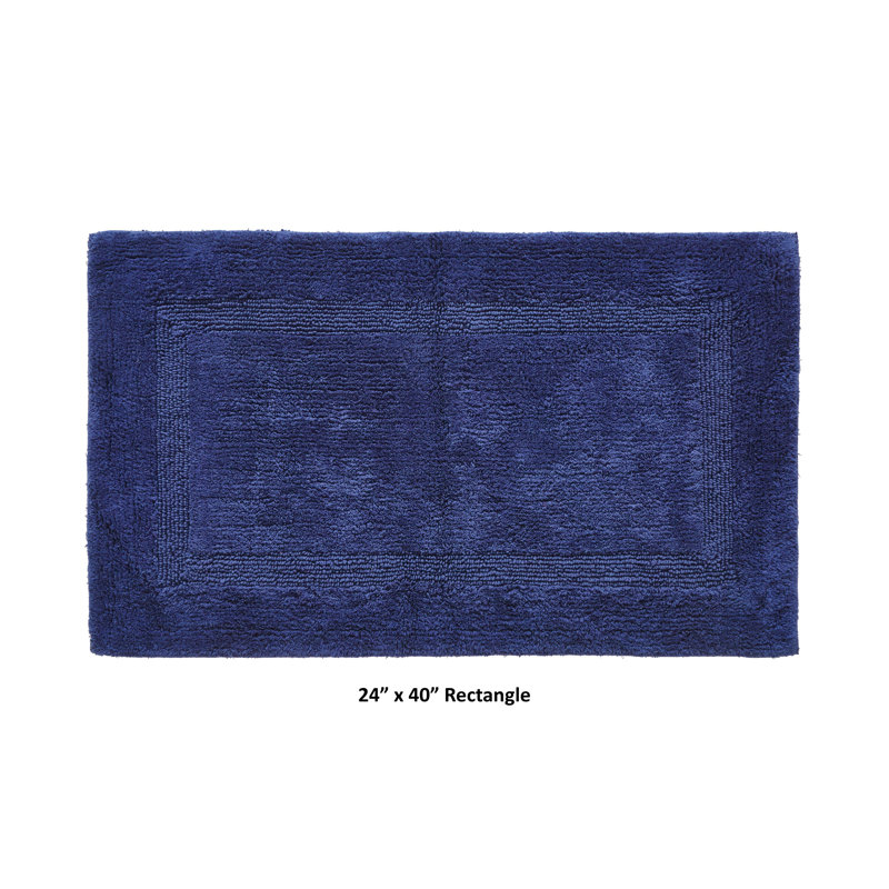 Rozanne Reversible Cotton Bath Rug, Navy, 24" x 40" Rectangle