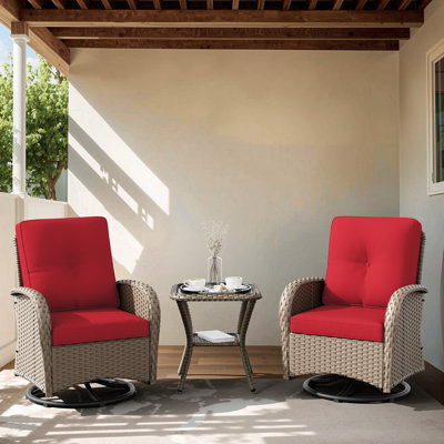 Maximos 3-Piece Outdoor Swivel Chairs with Cushions