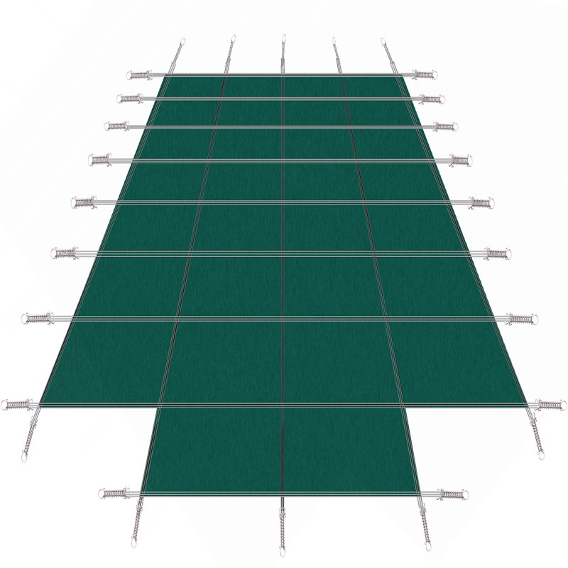 Couverture de sécurité rectangulaire pour piscine creusée 18 'x 36' avec marche centrale 4 'x 8', filet en PP haute résistance avec quincaillerie, filet vert