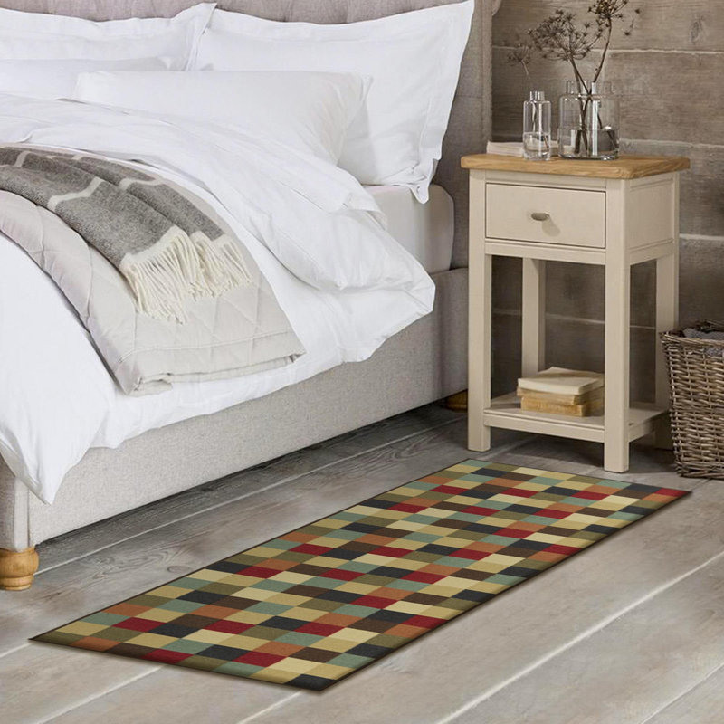 Non-Slip Checkered Area Rug For Living Room, Hallway Runner, Entryway Rug, Rectangle 1'8" x 4'5"