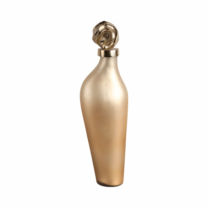 Sagebrook Home 18" Dakar Medium Glass Bottle With Aluminum Lid, 18" H x 5" W x 4" D