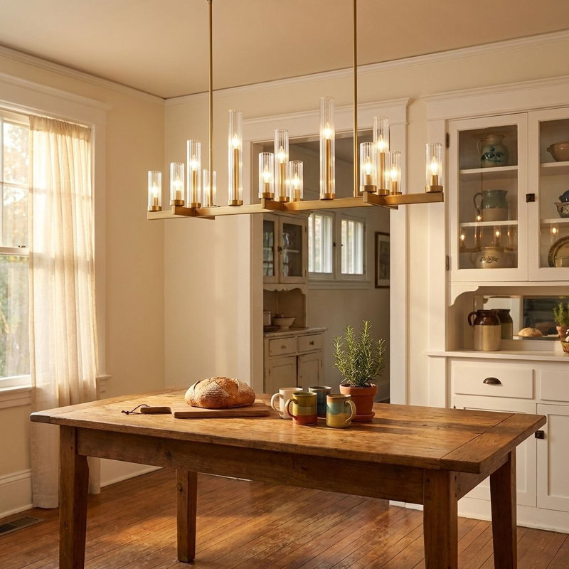 Fedler 13-Light Linear Chandelier in Warm Brass