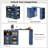 Rolling Kitchen Storage Island With Led Lights, Power Sockets, 2 Fluted Glass Doors & Spacious Shelves, Navy Storage, Blue , Shelf-1334950761
