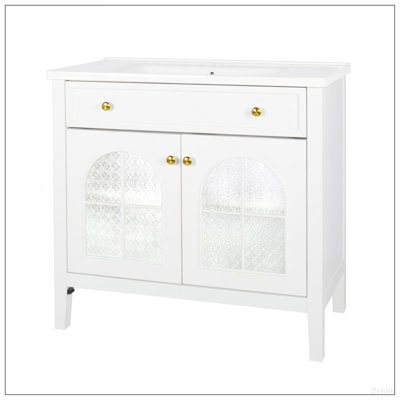 Armoire de salle de bain 35,6 ", seulement armoire, bleu