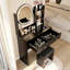 Meuble-lavabo rond 17 po à DEL avec tabouret, prise de courant 2AC + 2USB, luminosité réglable de 3 couleurs et grand rangement