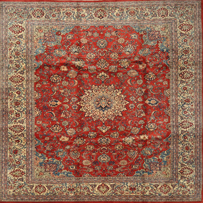 Tapis décoratif rouge à motif oriental madalynn