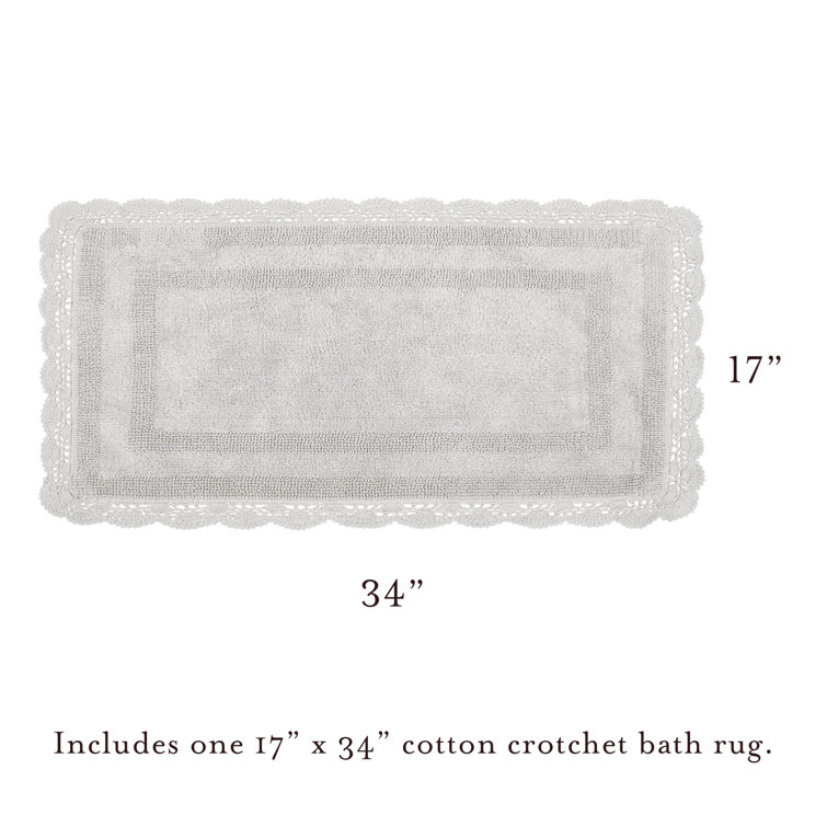 Laura Ashley Crochet Cotton Bath Rug Blush