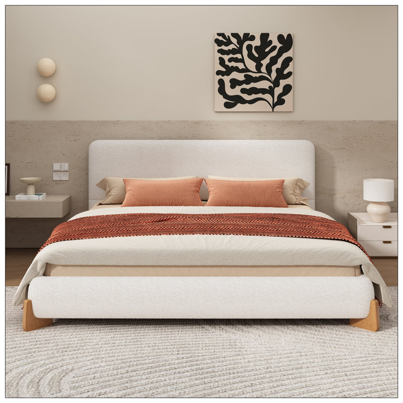 Lit tapissier Boucle, très grand, blanc, Très grand
