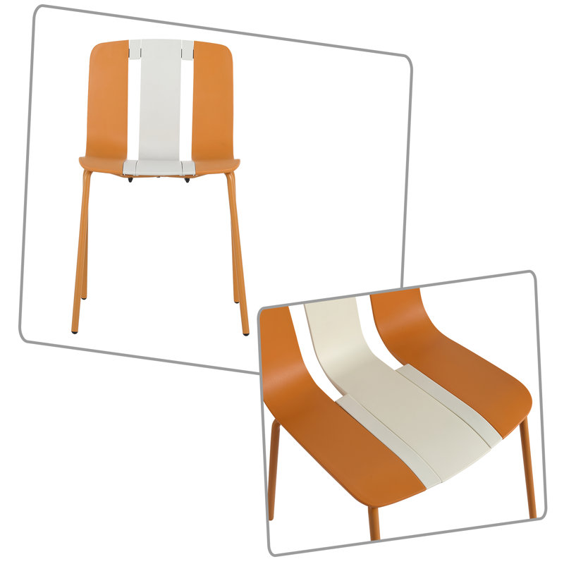 Ensemble de chaises de salle à manger modernes en plastique PP à blocs de couleur avec pattes en métal pour une utilisation intérieure / extérieure, conception empilable