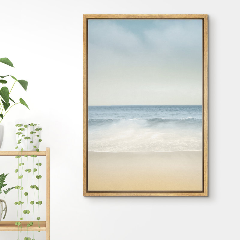 «Coastal Beach» IDÉE4WALL, reproduction d'art sur toile encadrée délavée, plage rétro, nature, illustrations, art moderne, paysage rustique, cool pour le salon