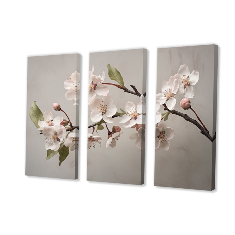 «Apple Blossom Delight I» sur toile, reproduction de 3 pièces, H 32 po x l 48 po x P 1 po