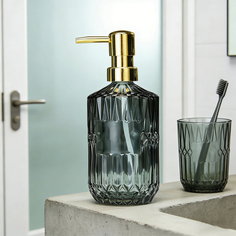 Bouteille d'eau, distributeur de savon en verre, pompe rechargeable, bouteille de lavage à la main Luxurys, Doré