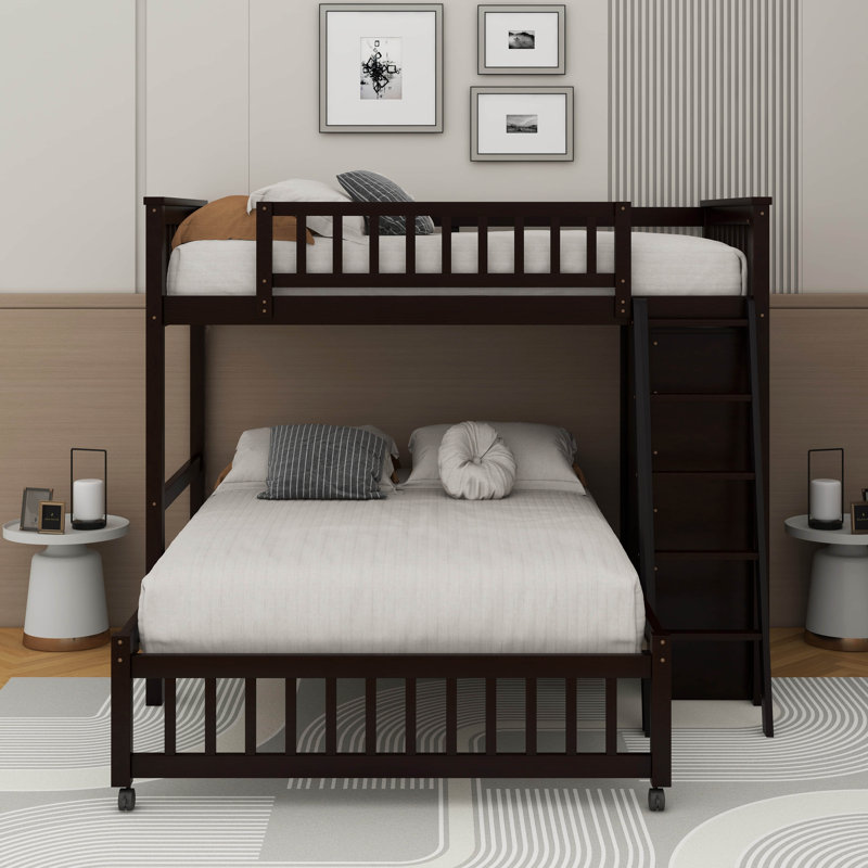 Twin Over Full Bunk Bed With Drawers, Espresso