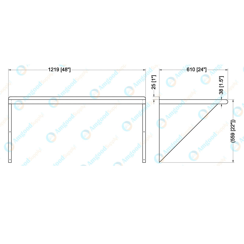 Metal Bracket Shelf, 23" H x 48" W x 24" D