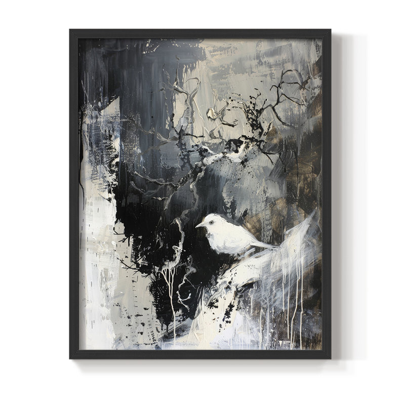 ANIMALS Series LII, reproduction encadrée - bois massif, H 21 po x l 17 po, Noir, noir, noir, noir
