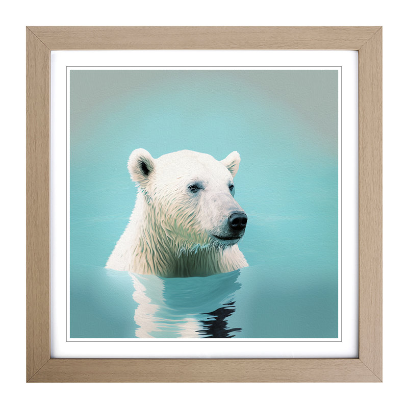 Polar Bear Digital - Framed Print, Oak