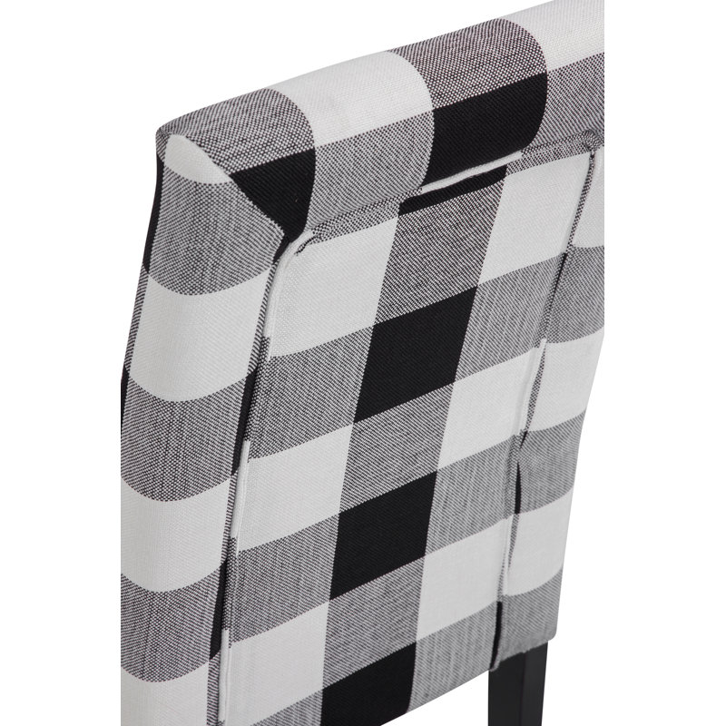 Desmarais Montgomery Upholstered Parsons Dining Chair, Black/White Check