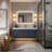 48" Wall-Mounted Single Sink Bathroom Vanity With White Stone Countertop, LED Light & Soft-Close Drawers, Modern Design-391978675
