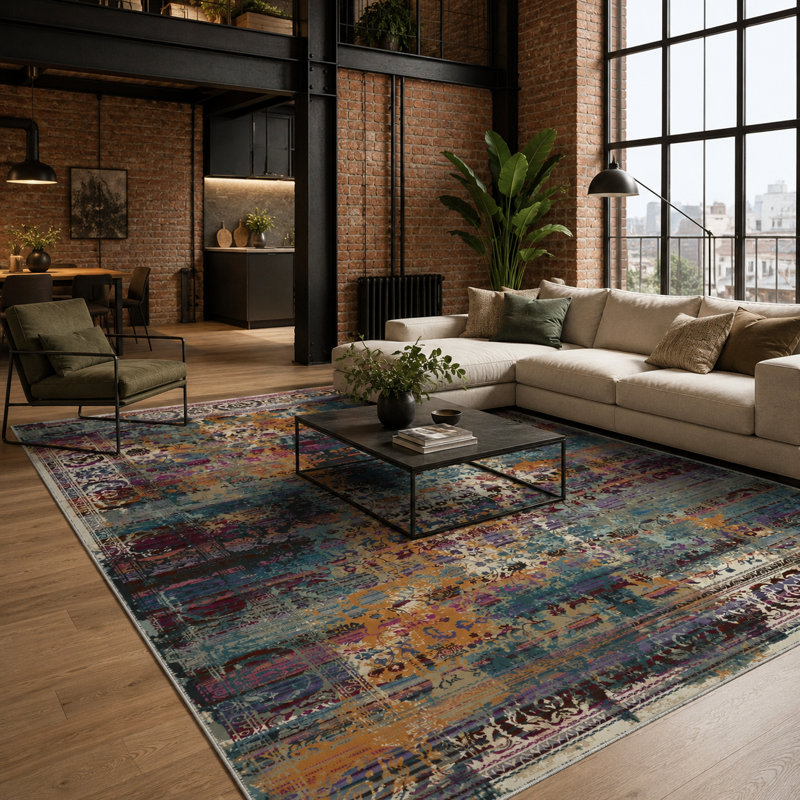 Vintage Look Cotton and Chenille Flatweave Area Rug, 200 x 300 cm