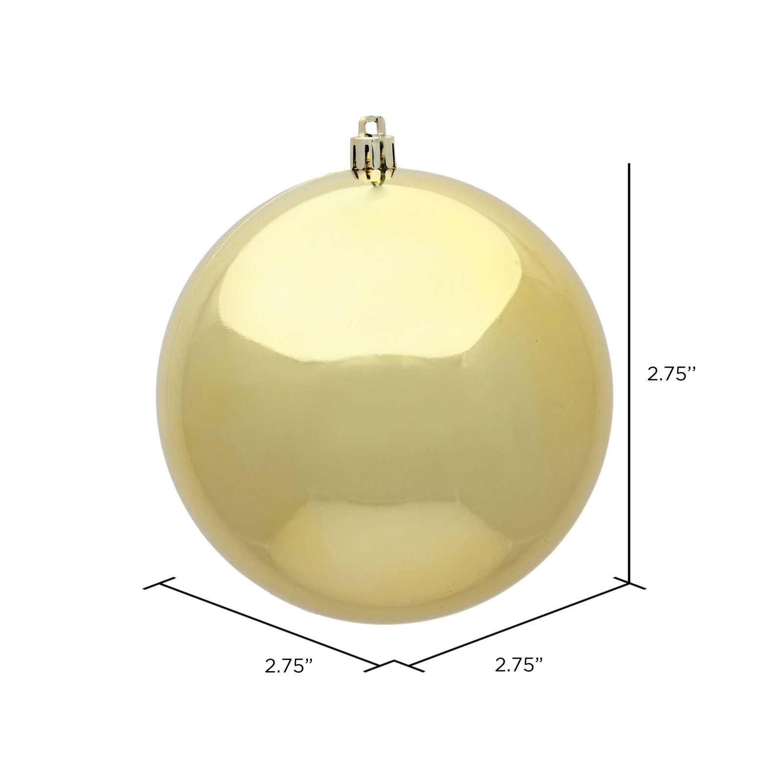 Holiday Décor Ball Ornament, 2.75" H x 2.75" W x 2.75" D, Medallion Gold Shiny