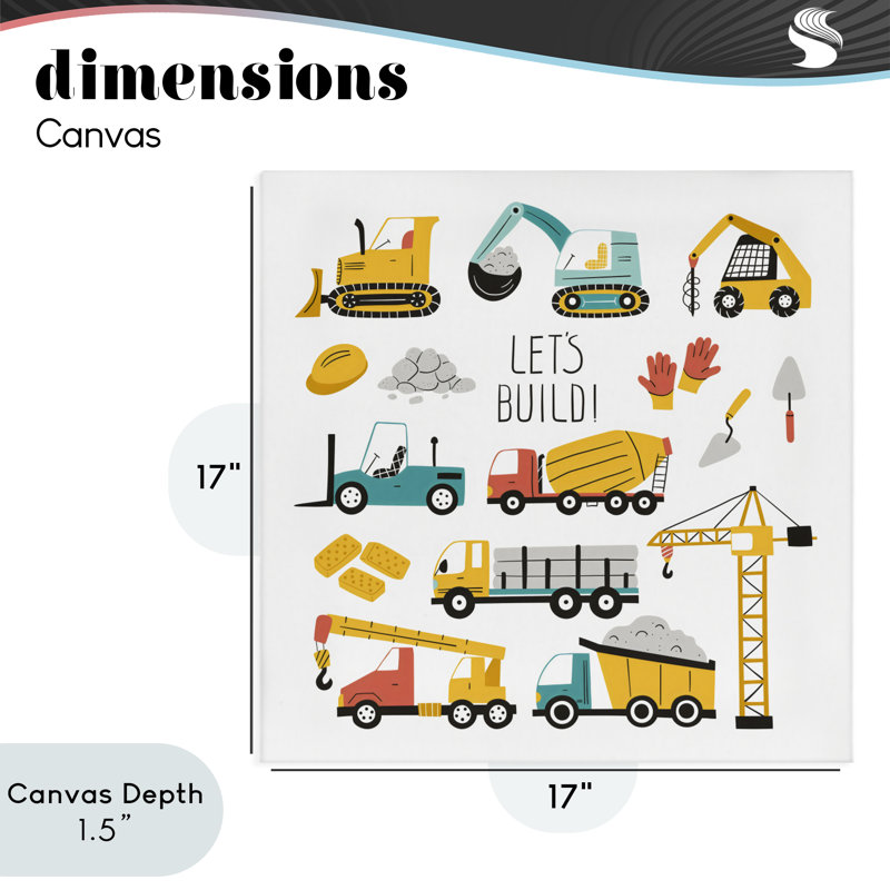 Créons une variété de camions de construction, conception par Creative Studio, H 17 po x l 17 po
