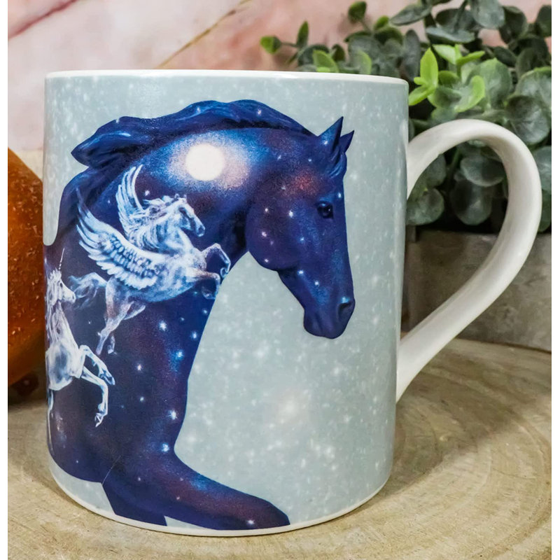Trinx, le sentier des poneys peints, constellations occidentales, Pégase, licorne et centaure dans la Voie Lactée, tasse à café en céramique Stardust
