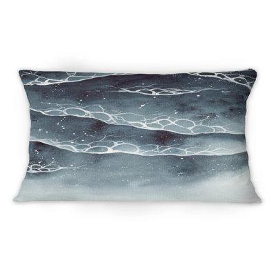 Coussin lombaire abstrait bleu marine avec vagues écume de mer bleu marine