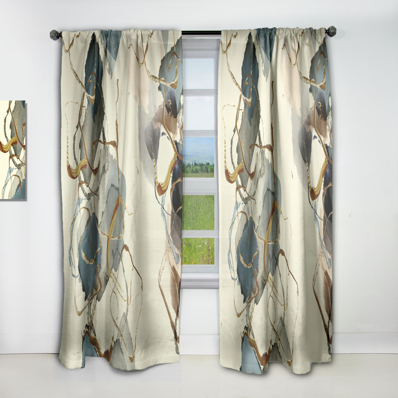 Gold Glam Squares VI - Abstract Glam Blackout Curtain Single Panel, 52" W x 63" L