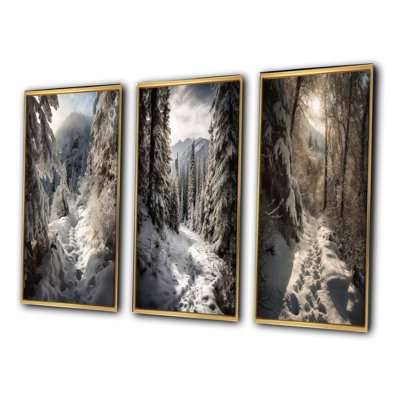 «Frosty Snow Forest Path», 3 pièces
