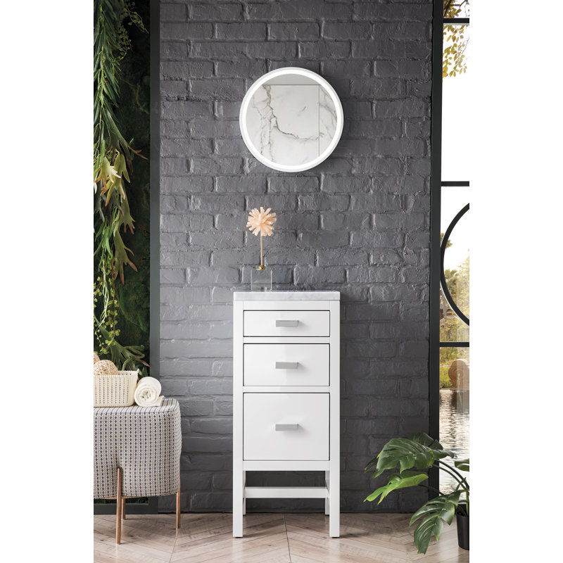 Armoire de salle de bain l 15 po Addison, Automne arctique, Blanc lustré