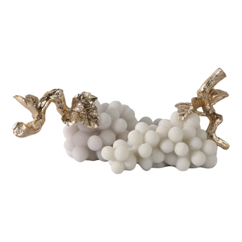 Ensemble d'objets décoratifs en grappe de raisin en polyrésine avec branches, bureau à domicile, salon, ensemble de 2 à 7 po, 6 po, blanc