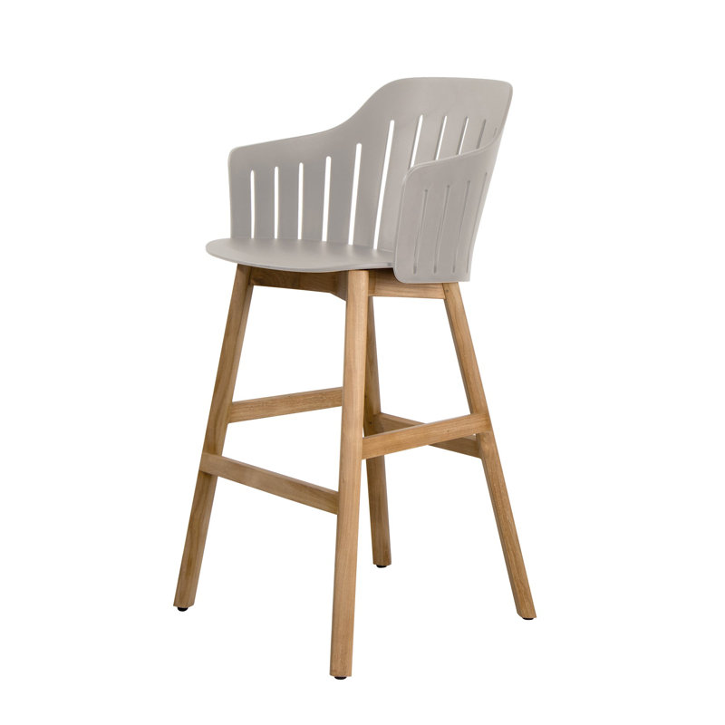 Choice Chair Outdoor and Bar Four Legs Teak Base with Upholstery Cover Set (Taupe Cane-line Natté Seat-Back Cover)