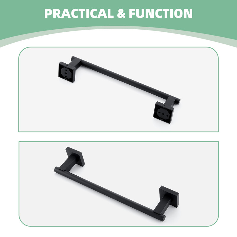 Stainless Steel Wall Mounted Towel Bar, Matte Black