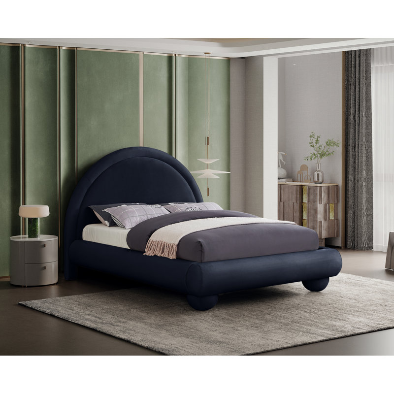 Madrid Velvet Bed, Full / Double, Navy Velvet