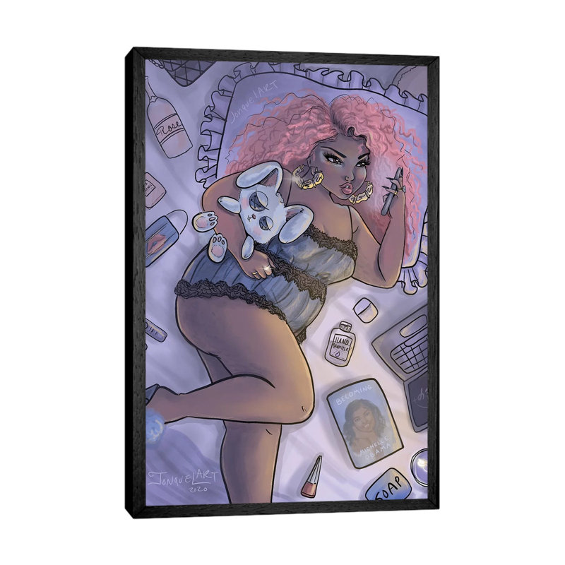Quarantine Bae 2 by Jonquel - Print on Canvas, Black Framed, 101.6cm H x 66.04cm W x 3.81cm D