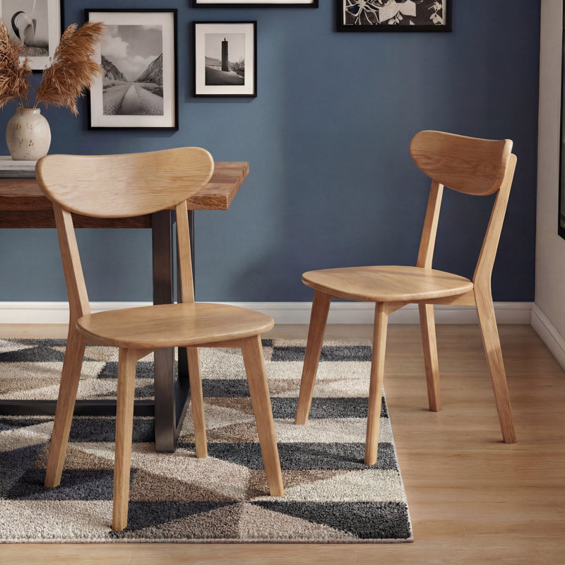 Ensemble de 2 chaises d'appoint 100% chêne massif H 17,7 po, Chêne, 2