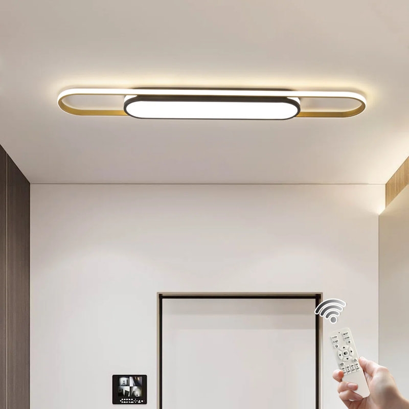 Muscato 1 - Light LED Flush Mount, Black/Gold, 2.4" H x 43.3" W x 6.9" D