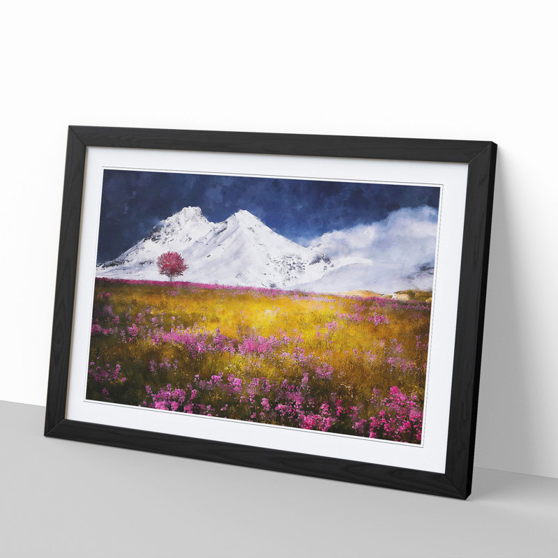 Tree and Mountain - Picture Frame Graphic Art, Black, 27cm H x 36cm W x 2cm D