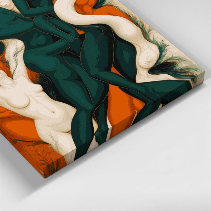 Abstrait art figuratif vert sur toile 70, 16" H x 16" W