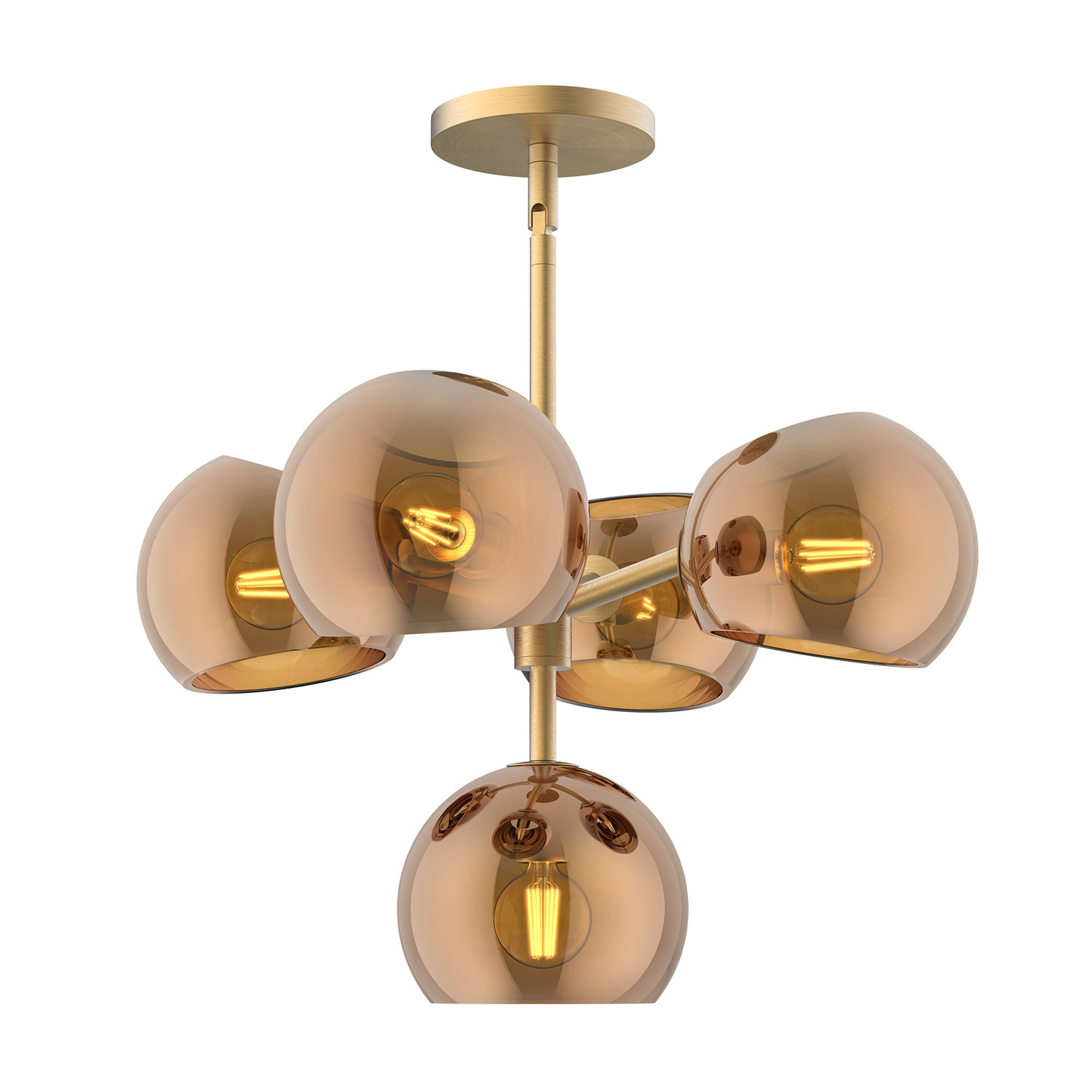 Willow 5 - Light Sputnik Chandelier, Brushed Gold, Copper