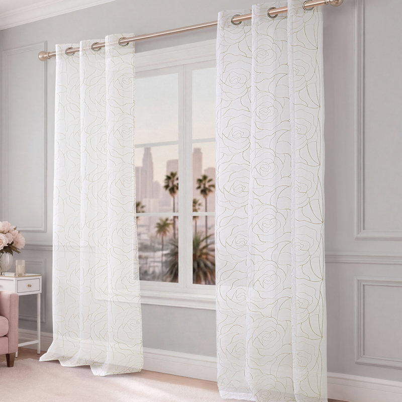 Juicy Couture Rose Swirl Sheer 37 W x 84 L Window Curtains