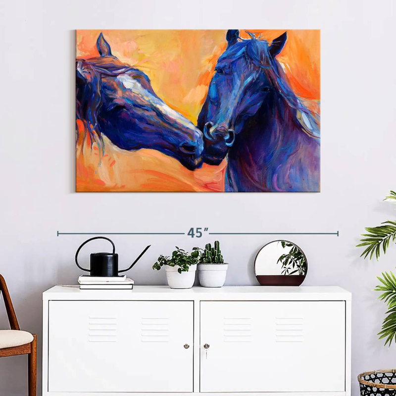 Brampt Blue Horses, 26" H x 39" W