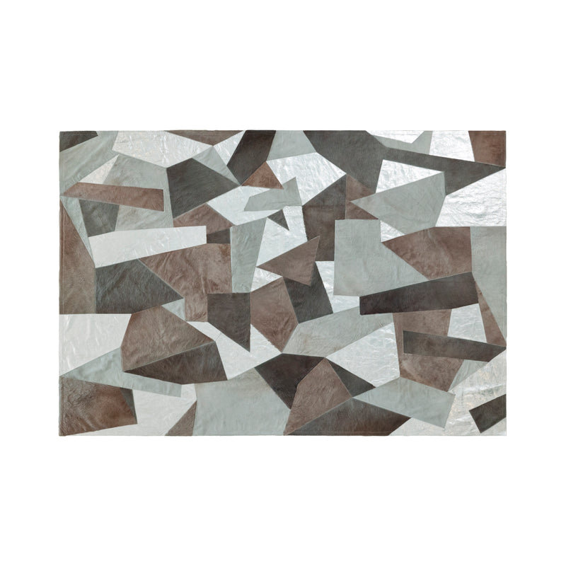 Fragments Cowhide Abstract Area Rug in Silver/Brown/Gray