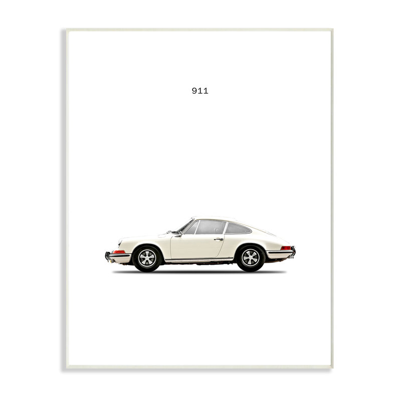 «Minimal Minimal Out 911 Car», reproduction d'art graphique, Plaque murale, H 18 po x l 12,5 po x P 0,5 po