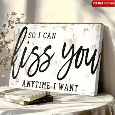 Romantic Vintage "Kiss You Anytime" Quote Canvas Print - Urban Studio