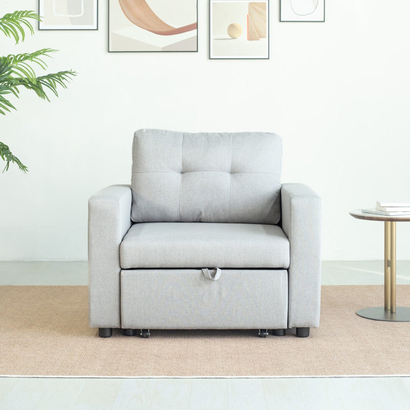 Linen Accent Chairs Bed - Single, Light Grey