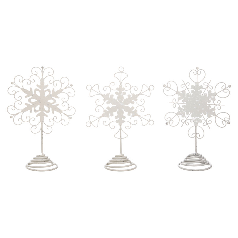  Ensemble de 3 décorations de Noël en métal flocon de neige