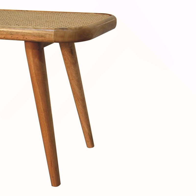 Banc en bois et rotin Larissa, beige et brun