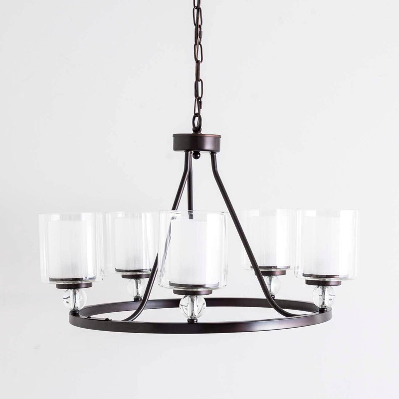 Lustre 5 lumières Bello, Bronze huilé