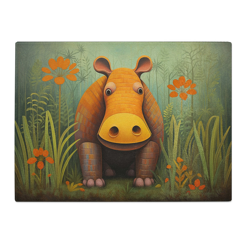 Hippo Art Deco  Glass Chopping Board